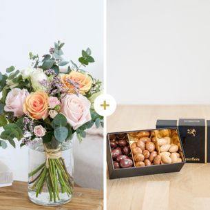 Bouquet de roses Délicatesse et ses amandes au chocolat Fleur jaune