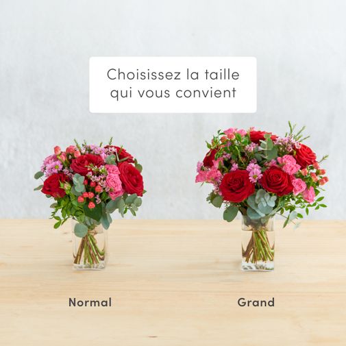 Bouquet de fleurs Eclat de rose et son vase offert