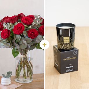 Bouquet de fleurs Mon grand amour et sa bougie parfumée Pour le plaisir