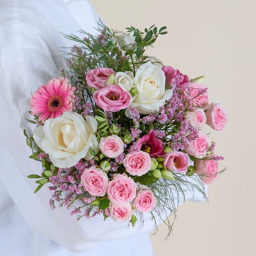 Bouquet de fleurs Petit plaisir et sa bougie parfumée