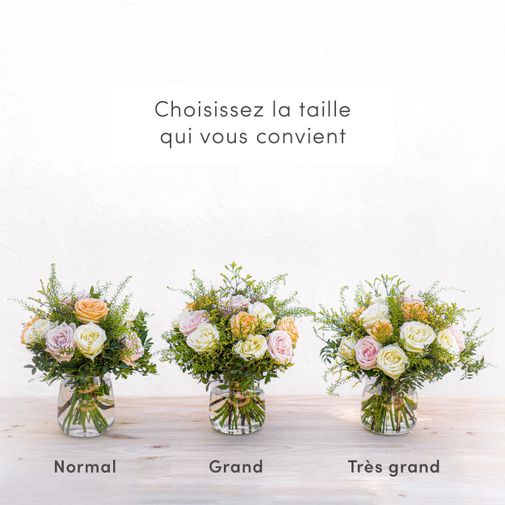 Bouquet de fleurs Rose Melba et son vase offert