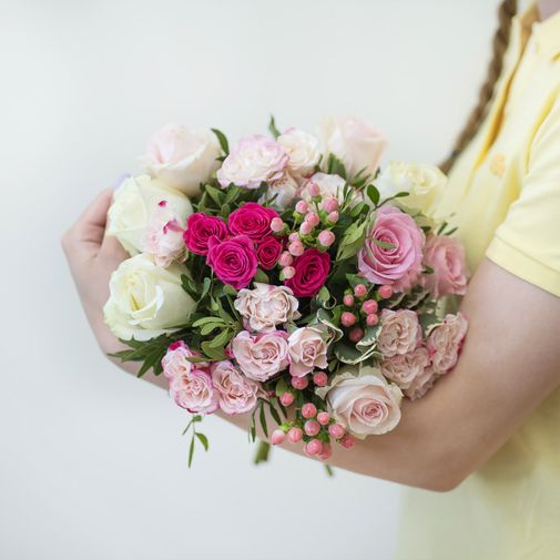 Bouquet de roses Vanille fraise