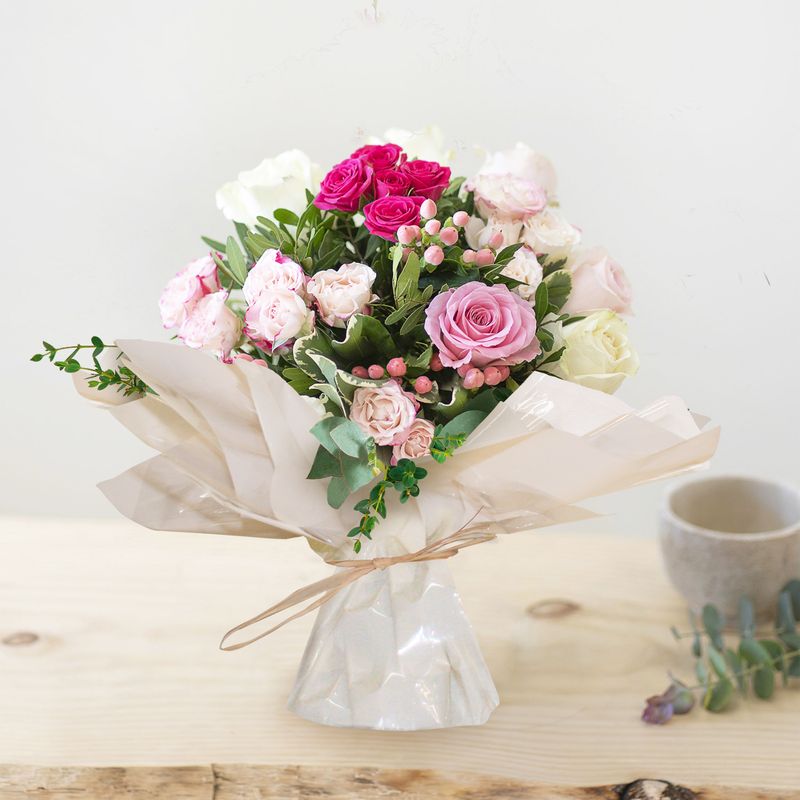 Bouquet de roses Vanille fraise & Bulle d'eau