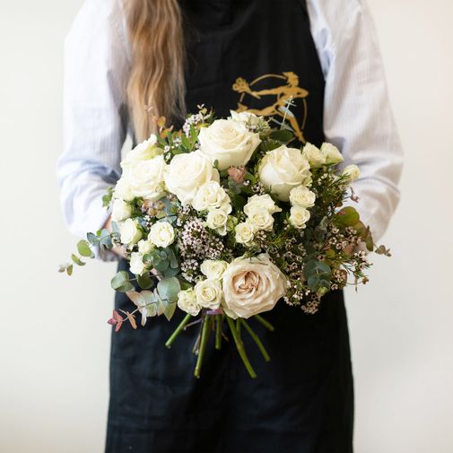 Bouquet de roses Vert coton et ses amandes au chocolat