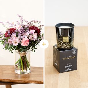 Bouquet de fleurs Douceur automnale et sa bougie parfumée