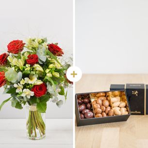 Bouquet de fleurs Dolce vita et ses amandes au chocolat Fleurs et gourmandises