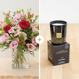 Bouquet de fleurs Frimousse et sa bougie parfumée Pour le plaisir