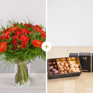 Bouquet de fleurs Pomme d'amour et ses amandes au chocolat Fête du chocolat