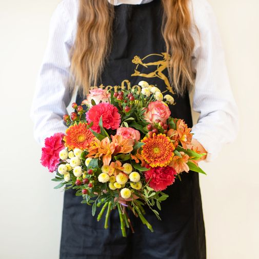 Bouquet de fleurs Tutti frutti et ses amandes au chocolat