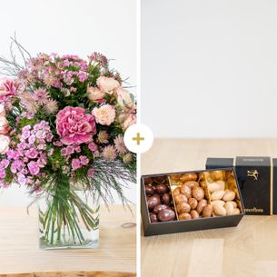 Bouquet de fleurs Velours et ses amandes au chocolat