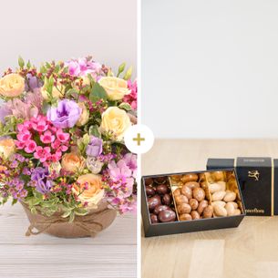 Bouquet de fleurs Zeste tendre et ses amandes au chocolat Pâques