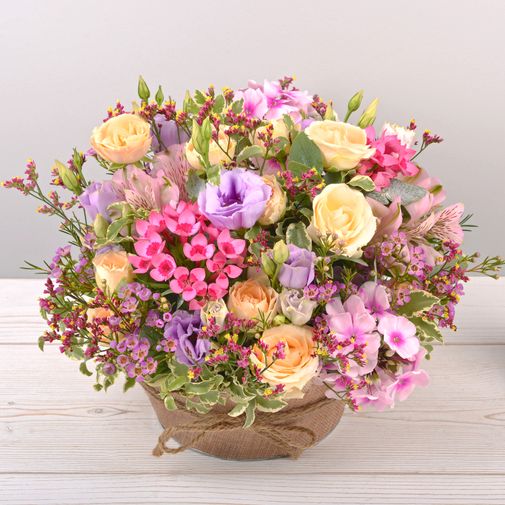 Bouquet de fleurs Zeste tendre et ses amandes au chocolat