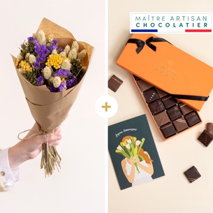 null L'Elégant - Fleurs séchées, chocolats & carte Anniversaire