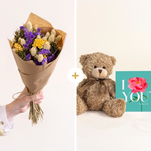 null L'Attendrissant  - Fleurs séchées, peluche & carte