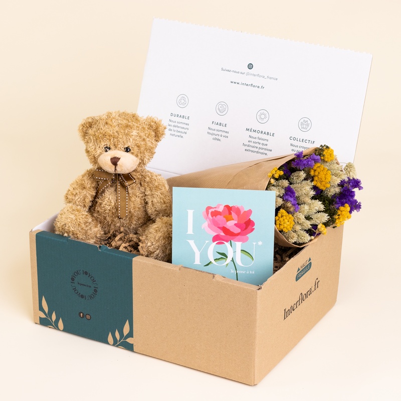 null L'Attendrissant  - Fleurs séchées, peluche & carte