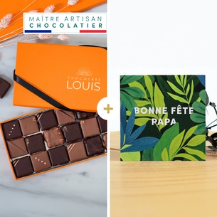 Fleurs et cadeaux Chocolats et sa carte à personnaliser Bonne fête papa Fête des Pères